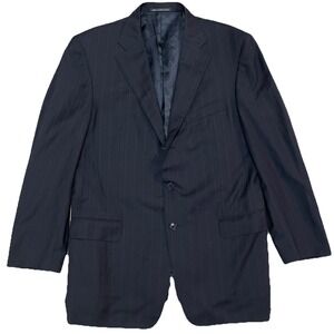Ermenegildo Zegna Jacket 54L Blue Wool Fine Worsted Super 100s 3-button